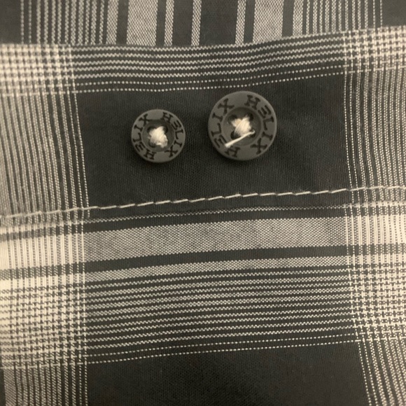 Helix Black Plaid Button Down Western Men Large - Picture 3 of 7